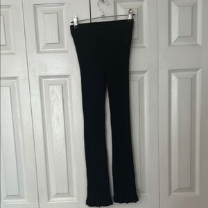 Black Ribbed Flared Pants